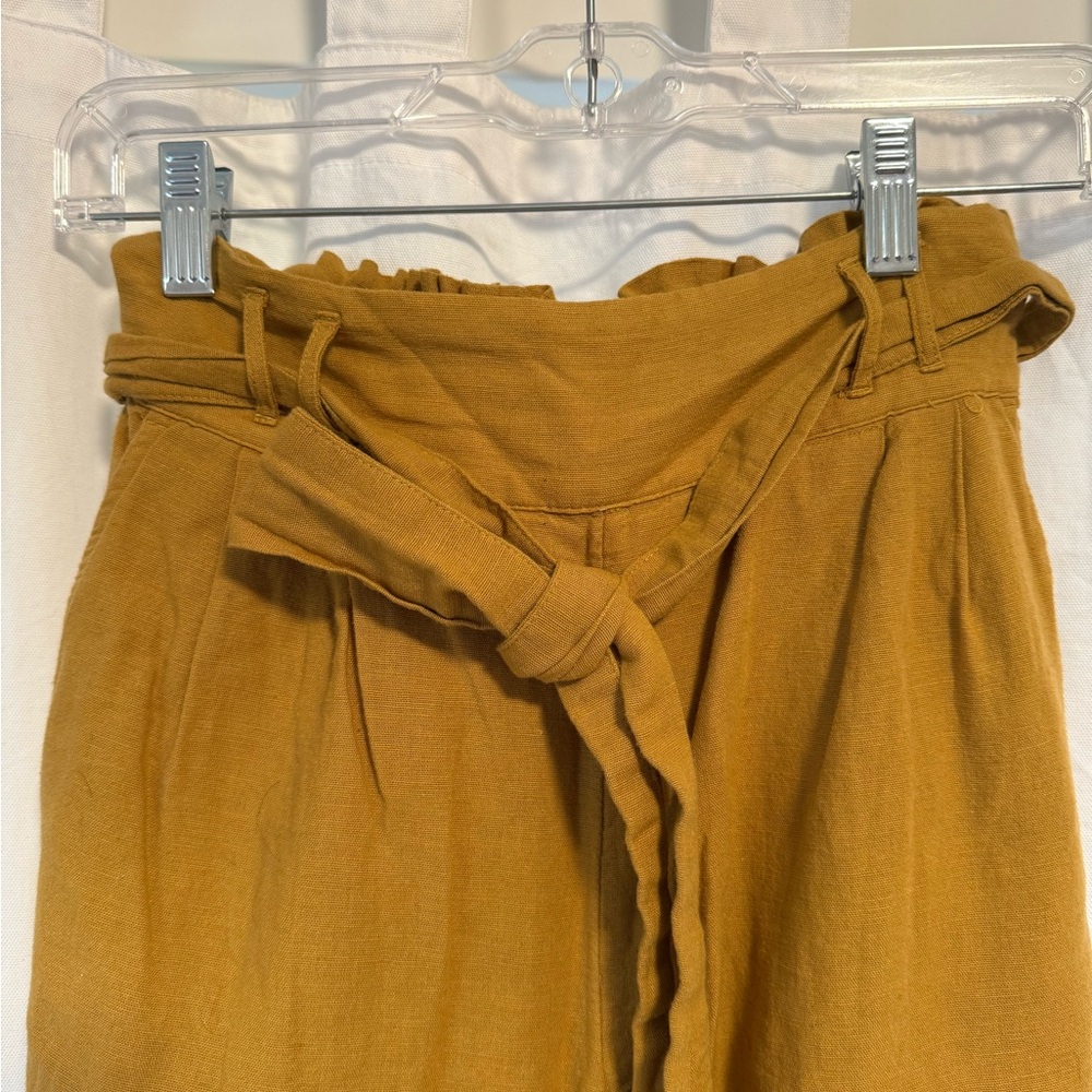 AE Mustard Yellow High-Waisted Tie Front Slim Pant - Picture 4 of 6